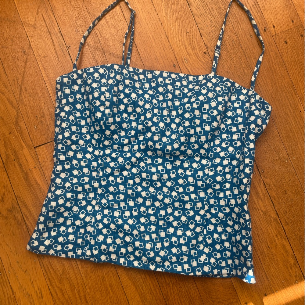 Reformation Overland Linen Top blue white, size 0, excellent condition - Picture 2 of 4